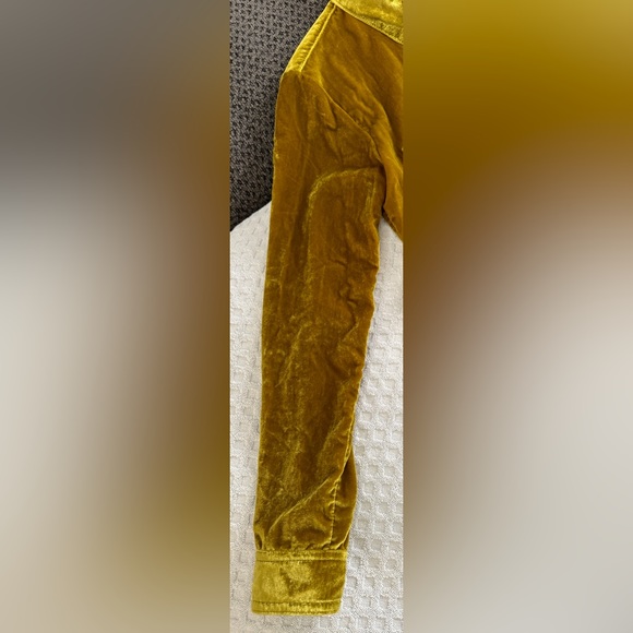 Anthropologie Maeve Karina Velvet Button Down Shirt in Gold Size 0 OB1057701 - Picture 9 of 16